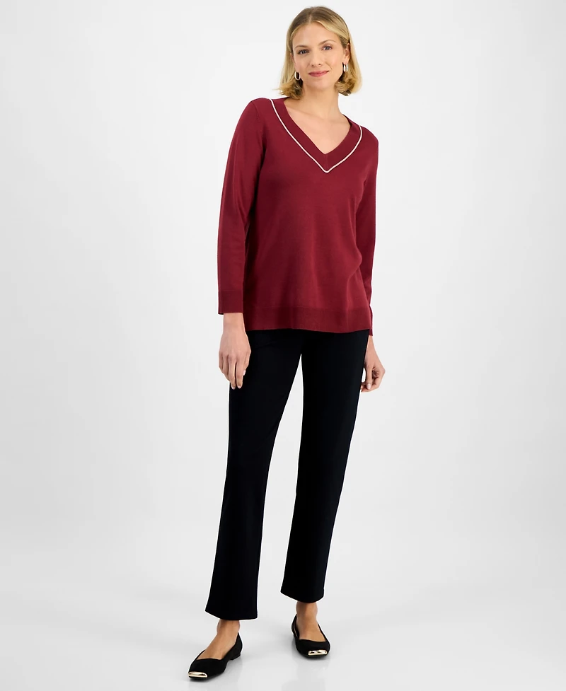 Jm Collection Women's Beaded-Neck Sweater, Macy's Exclusive