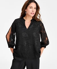 Jm Collection Women's Jacquard Split-Sleeve Blouse, Macy's Exclusive