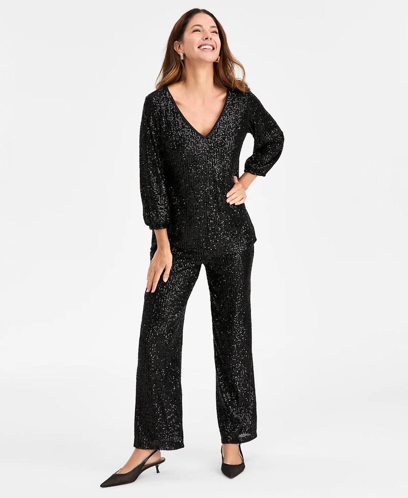 Jm Collection Women's Sequinned Pull-On Pants, Macy's Exclusive