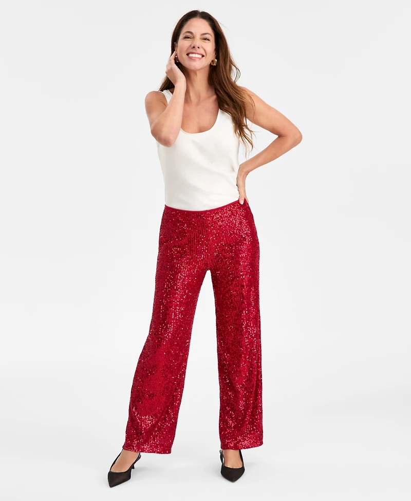 Jm Collection Women's Sequinned Pull-On Pants, Macy's Exclusive
