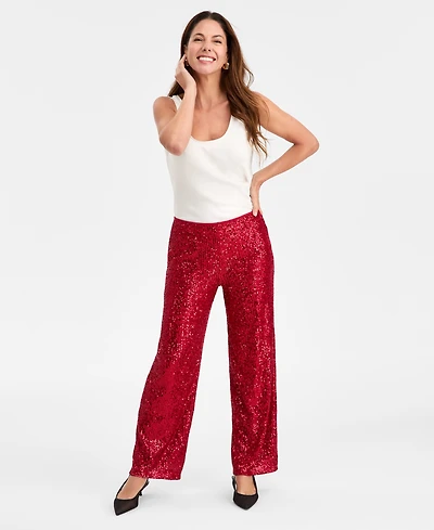 Jm Collection Women's Sequinned Pull-On Pants, Macy's Exclusive