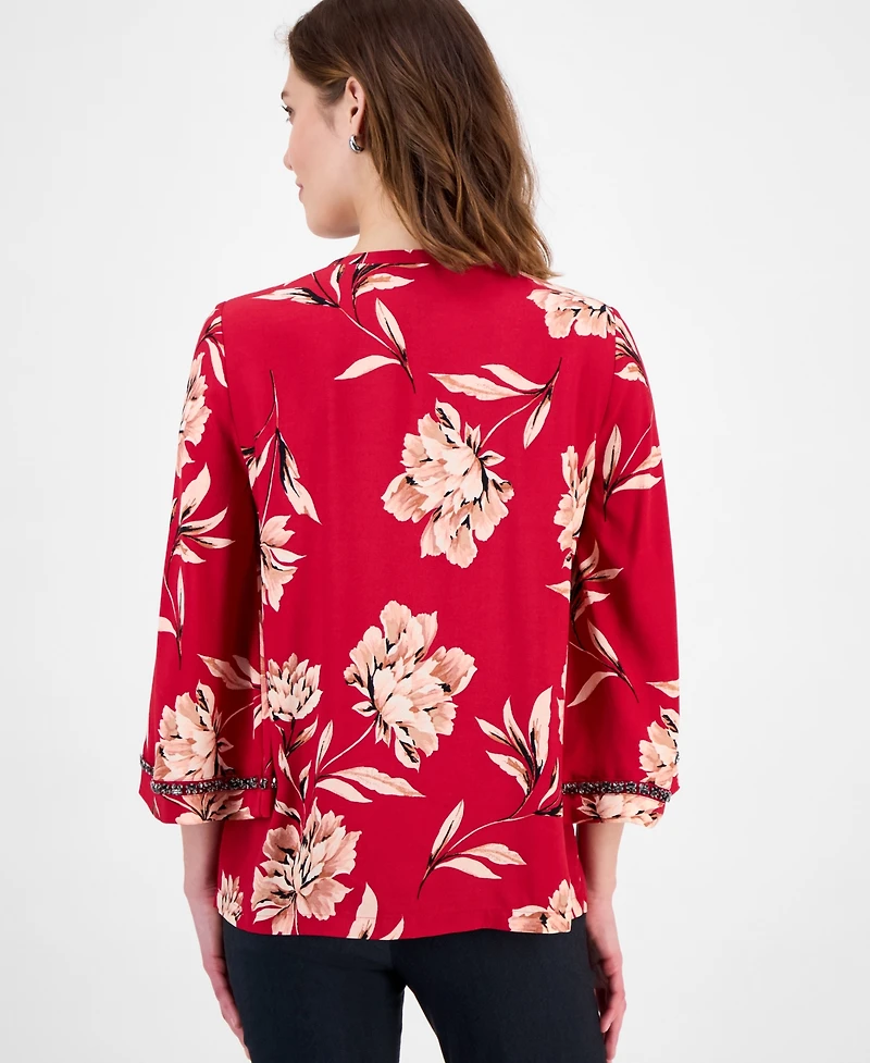 Jm Collection Women's Rhinestone Floral Top, Macy's Exclusive