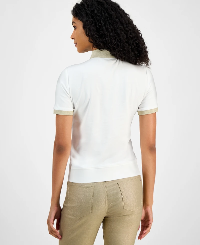 Tommy Hilfiger Women's Cotton Shine-Collar Polo Top