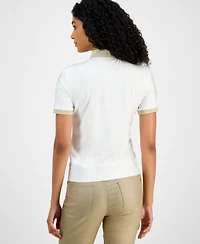 Tommy Hilfiger Women's Cotton Shine-Collar Polo Top