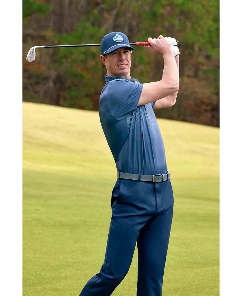 Pga Tour Men's Stripe Print Short Sleeve Golf Polo Shirt