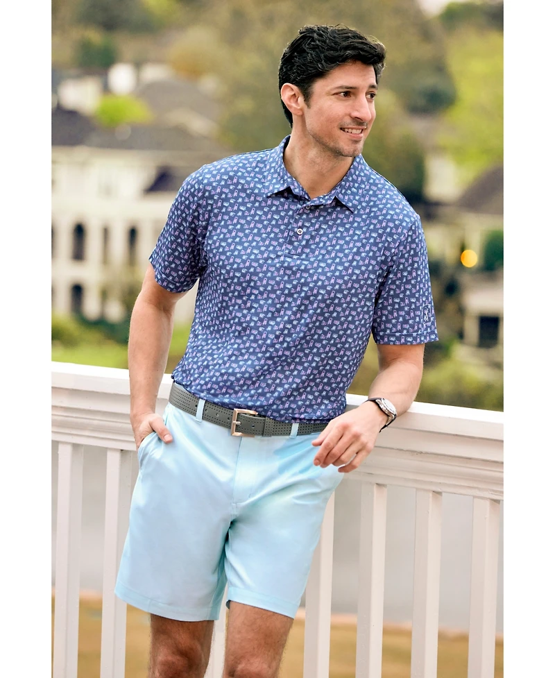 Pga Tour Men's Refreshments Short Sleeve Printed Polo Shirt