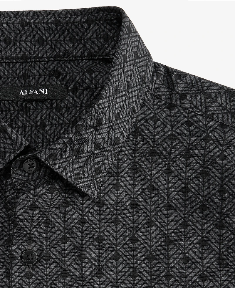 Alfani Men's Finn Short Sleeve Geo Print Button-Front Shirt, Macy's Exclusive