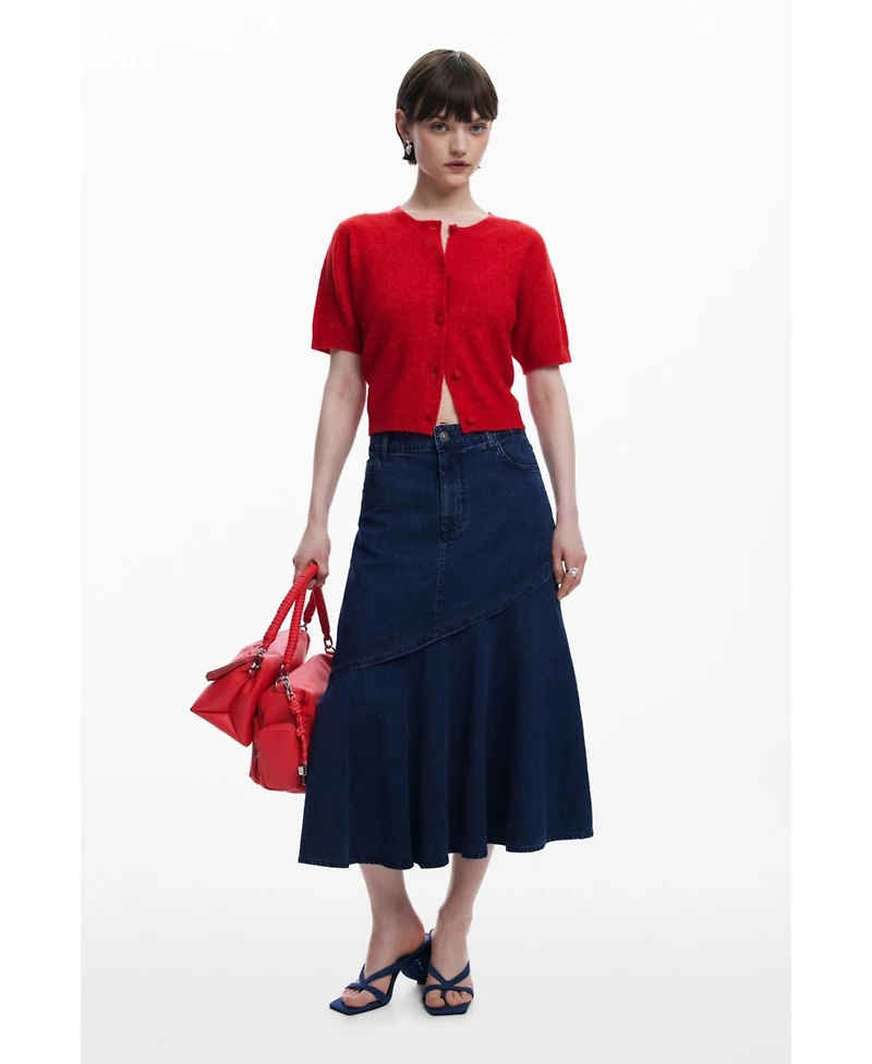 Desigual Women's Denim midi skirt with ruffle