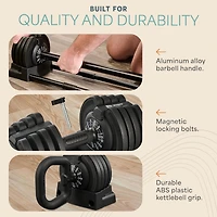 Lifepro Adjustable Dumbbells Set with Rack - Quick Adjust Weights, Secure Grip, Compact Design for Home Gym