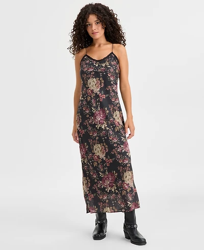 Lucky Brand Women's Lace-Up Slip Midi Dress