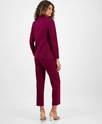Bar Iii Womens Notch Collar Single Button Blazer Printed Mesh Short Sleeve Tee Compression High Rise Straight Leg Pants Macys Exclusive