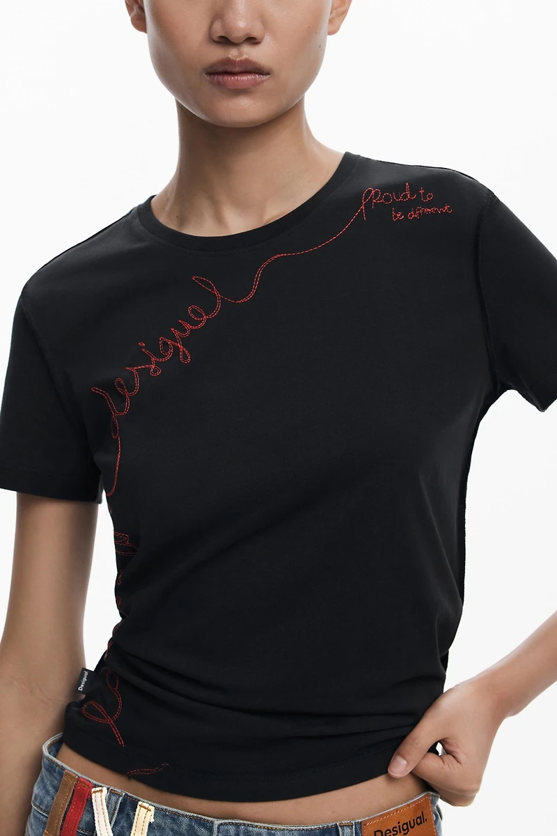 Desigual Women's T-shirt with embroidered phrase