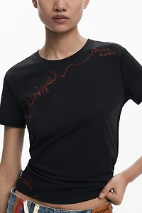Desigual Women's T-shirt with embroidered phrase
