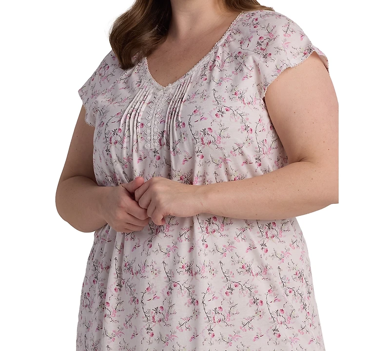 Miss Elaine Plus Short Sleeve Printed Night Dress