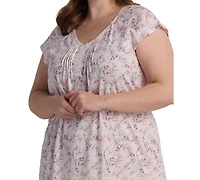 Miss Elaine Plus Short Sleeve Printed Night Dress