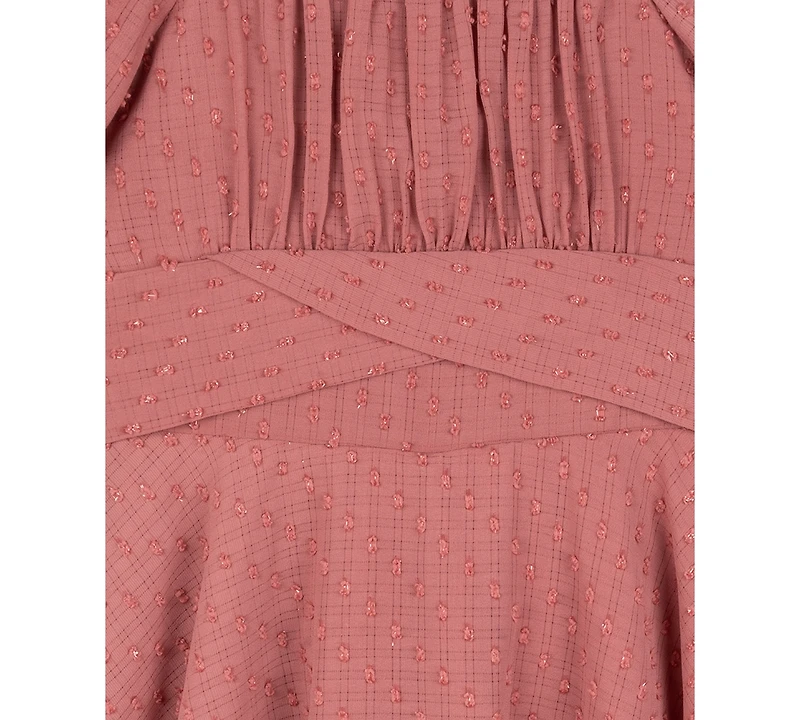 Rare Editions Big Girls Textured Clip Dot Romper