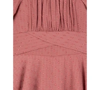 Rare Editions Big Girls Textured Clip Dot Romper