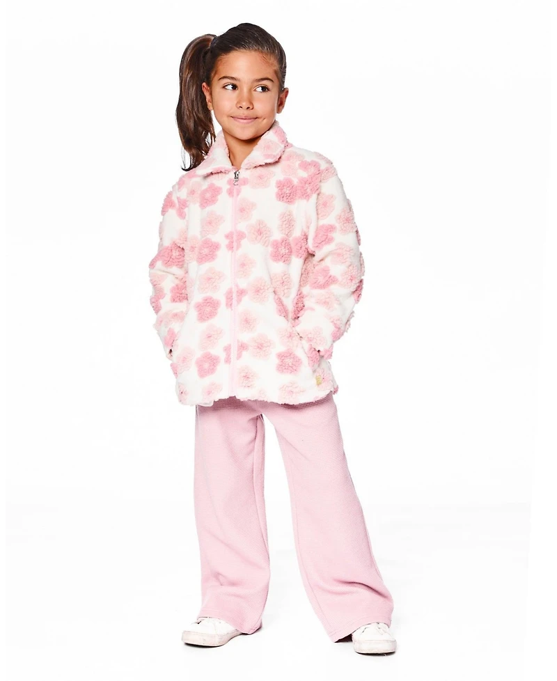 Deux par Girl Sherpa Overshirt Off-White and Pink