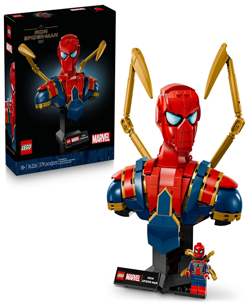 Lego Marvel Iron Spider-Man Bust Building Kit for Adults 76326, 379 Pieces