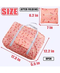 Urtala Travel Bag Foldable Luggage Bag Spirit Airlines Personal Item Bag Sports Gym Bag Weekender Overnight Bag Travel Duffel for Women (Pink Cherry)