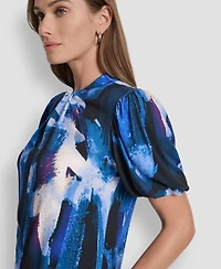 Dkny Petite Keyhole Neck Balloon Sleeve Top