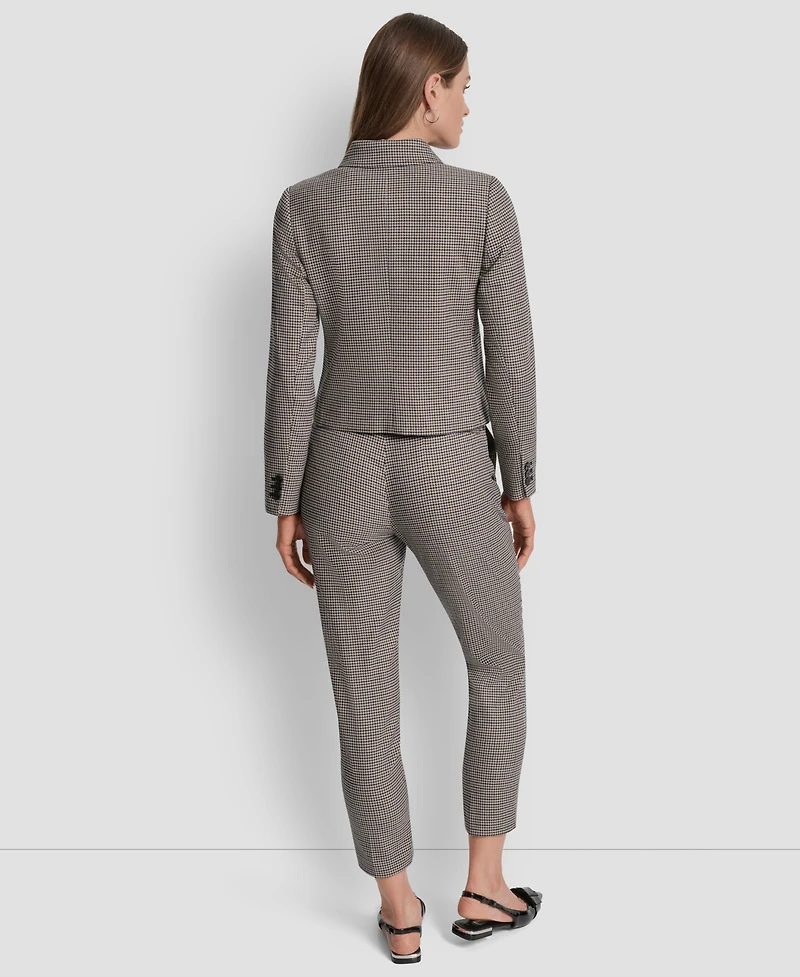 Dkny Petite Houndstooth Long Sleeve Trucker Jacket