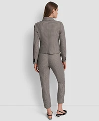 Dkny Petite Houndstooth Long Sleeve Trucker Jacket