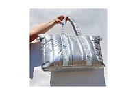 Packed Party Silver Metallic Puffy Confetti Weekender Tote Bag
