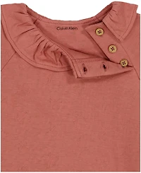 Calvin Klein Baby Girls 2-Piece Logo Print Peasant Top and Double-Brushed Ribbed Leggings Set