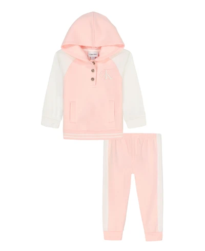 Calvin Klein Baby Girls 2-Piece Color Block Hoodie and Joggers Set