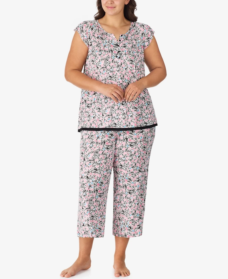 Ellen Tracy Plus Short Sleeve Cropped Pajama Set