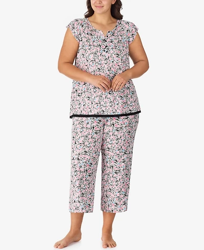 Ellen Tracy Plus Short Sleeve Cropped Pajama Set