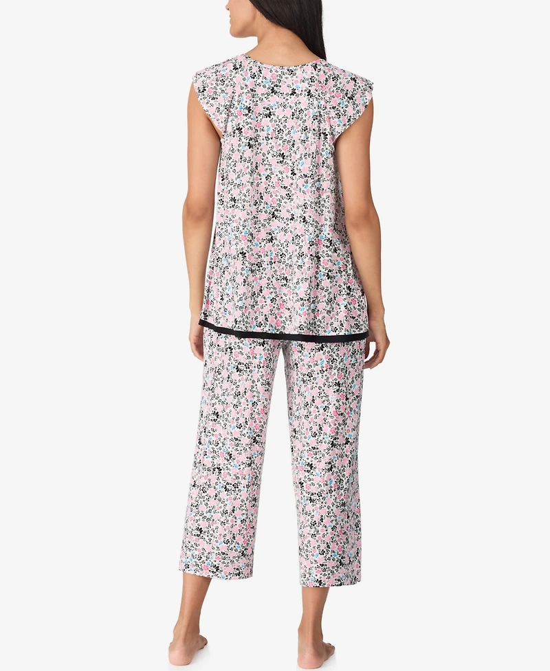 Ellen Tracy Women's Short Sleeve Cropped Pajama Set