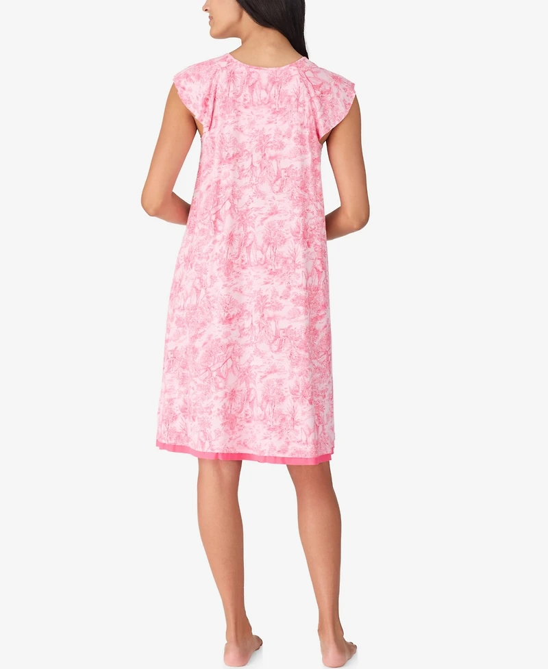 Ellen Tracy Women's Keyhole Neck Short Flutter Sleeve Chemise