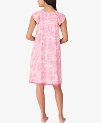 Ellen Tracy Women's Keyhole Neck Short Flutter Sleeve Chemise