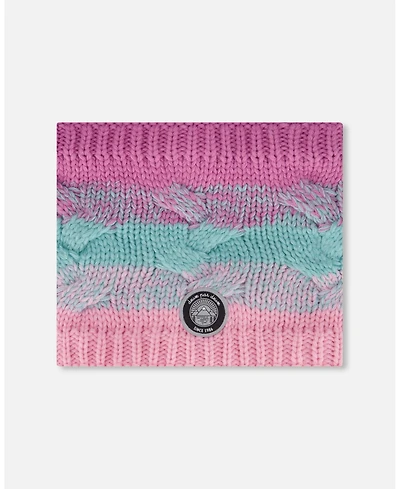 Deux par Girl Lined Knit Neckwarmer Pink, Orange and Turquoise