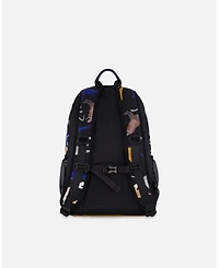 Deux par Deux Boy Kids Backpack Black Dinosaur Print - Toddler|Child