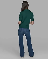 Karl Lagerfeld Paris Women's Short-Sleeve Button-Front Sweater