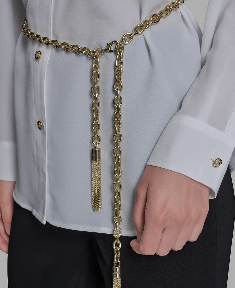 Karl Lagerfeld Paris Women's Belted Chest-Pocket Top