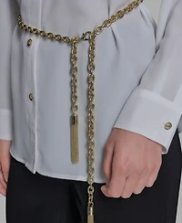 Karl Lagerfeld Paris Women's Belted Chest-Pocket Top