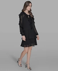 Karl Lagerfeld Paris Women's Layered Ruffle Dress