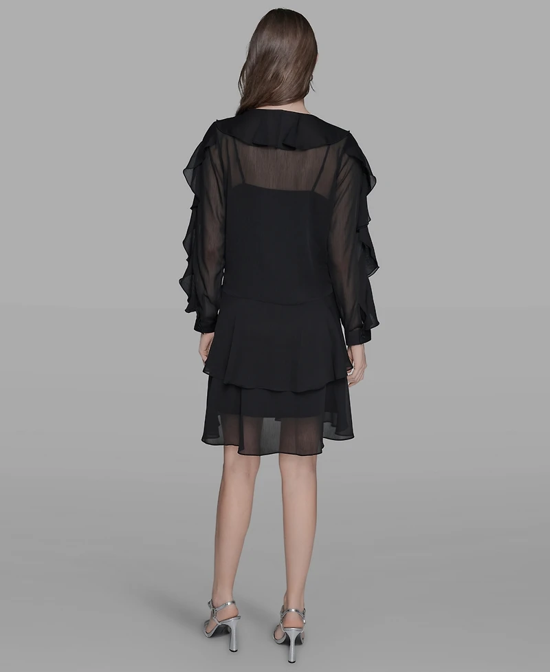 Karl Lagerfeld Paris Women's Layered Ruffle Dress