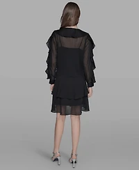 Karl Lagerfeld Paris Women's Layered Ruffle Dress