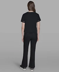 Karl Lagerfeld Paris Women's Sparkle-Bow V-Neck Knit Top