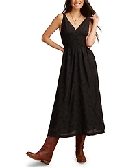 Lucky Brand Women's Printed V-Neck Smocked-Waist Maxi Dress