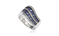 Suzy Levian New York Suzy Levian Sterling Silver Sapphire & Created White Sapphire Wavy Ring