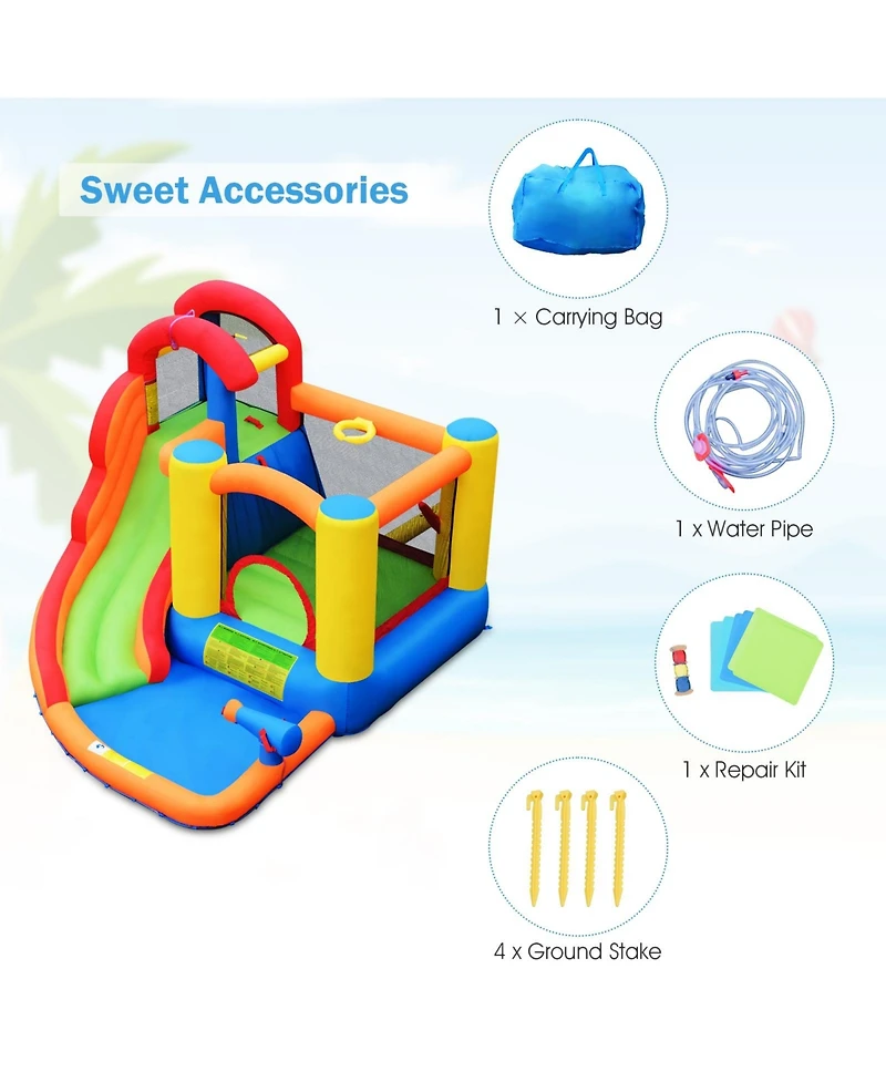Akiudex Inflatable Water Slide Bounce House with Pool and Basketball Rim