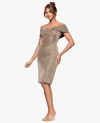 Xscape Women's Galaxy Ruched Off The Shoulder Short Dress
