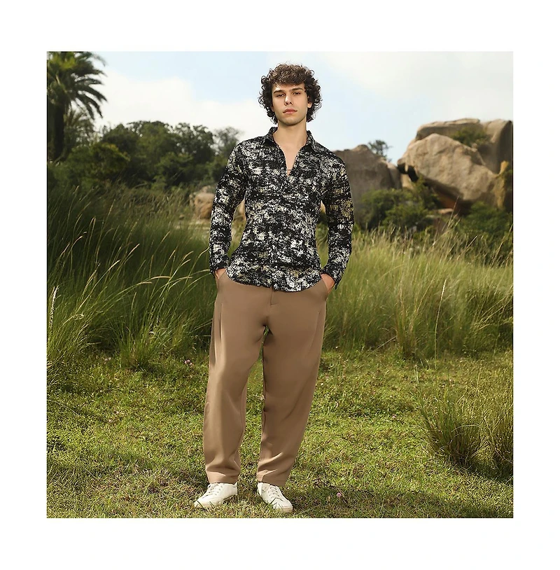 Campus Sutra Textured Foil Shirt