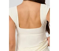 WeWoreWhat Women's Square Neck Babydoll Top